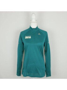 Adidas Women's Medium Green Colfax Marathon 1/4 Zip Running Pullover